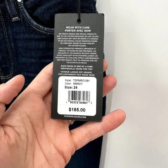 HUDSON NWT Nico Straight Ankle Denim Jean in Mercy// 24
